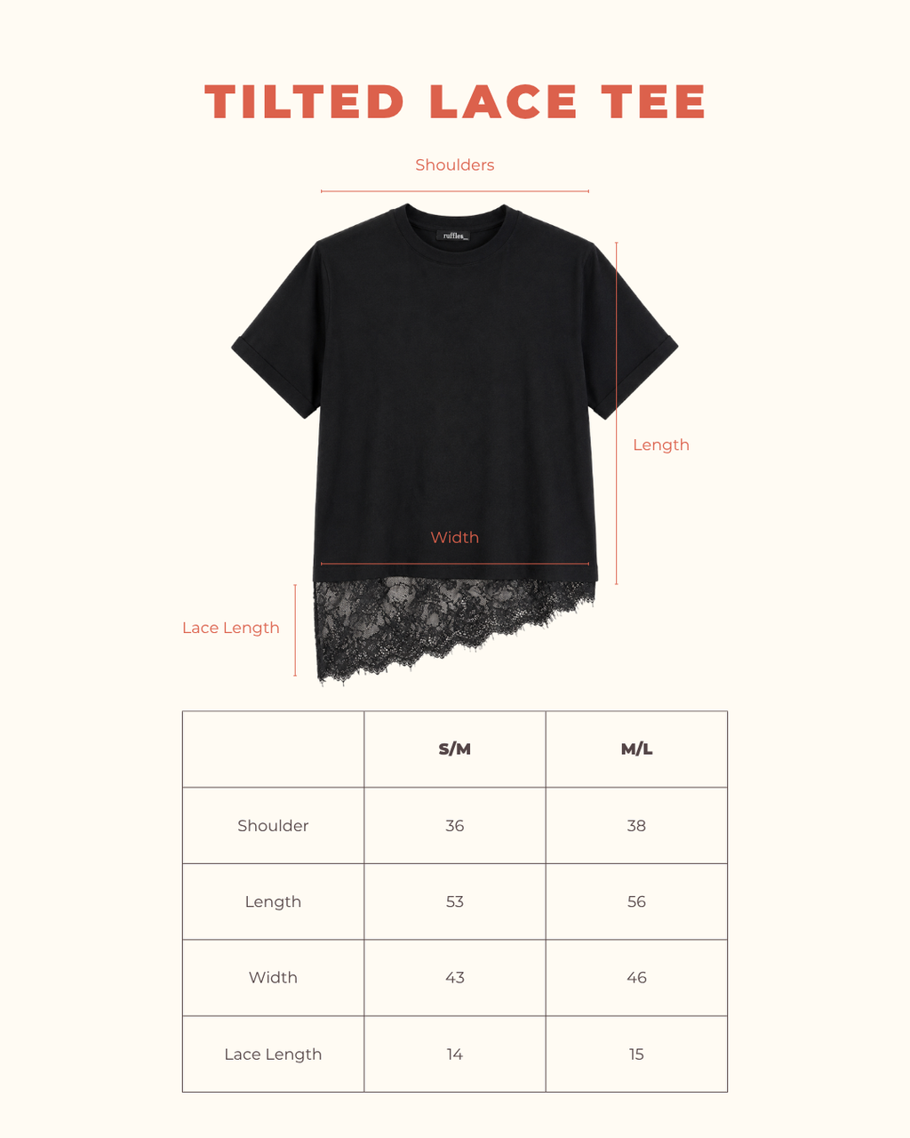 Tilted Lace Tee - Black