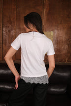 Tilted Lace Tee - White