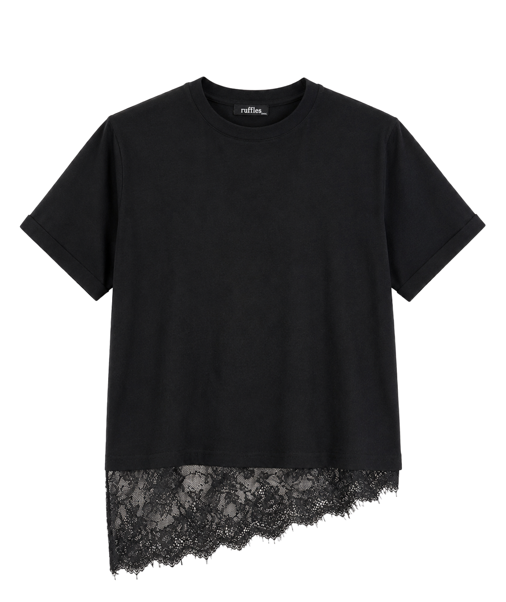 Tilted Lace Tee - Black