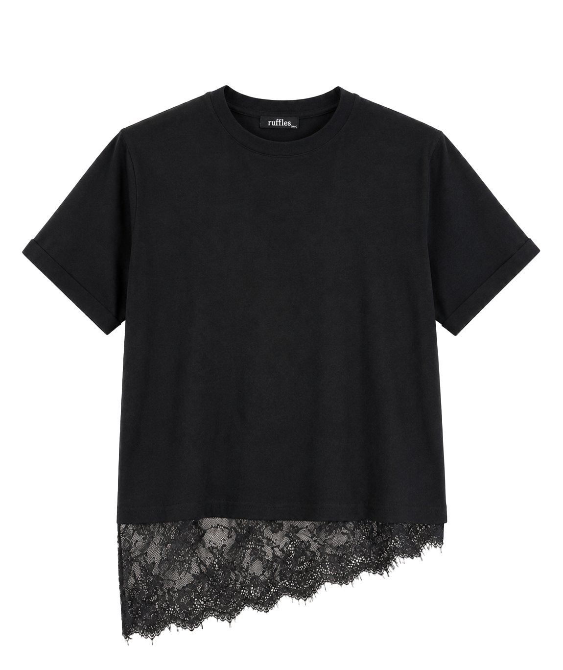 Tilted Lace Tee - Black