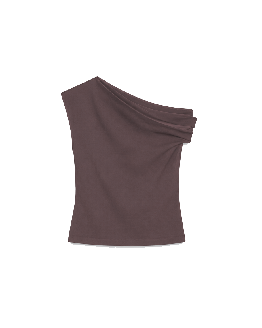 Salt Air Off-Shoulder Top - Cocoa