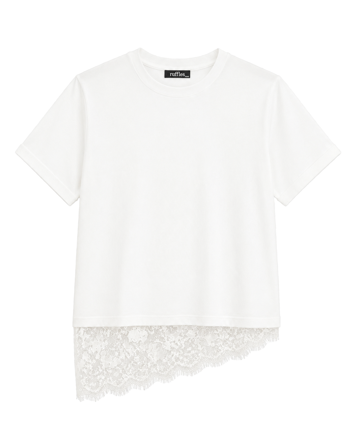 Tilted Lace Tee - White